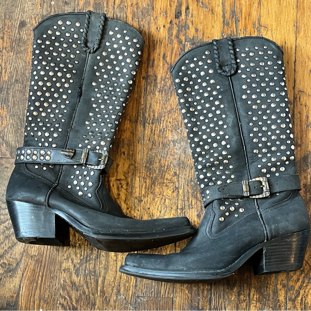 Jeffrey Campbell Studded Black Leather Boots size 8